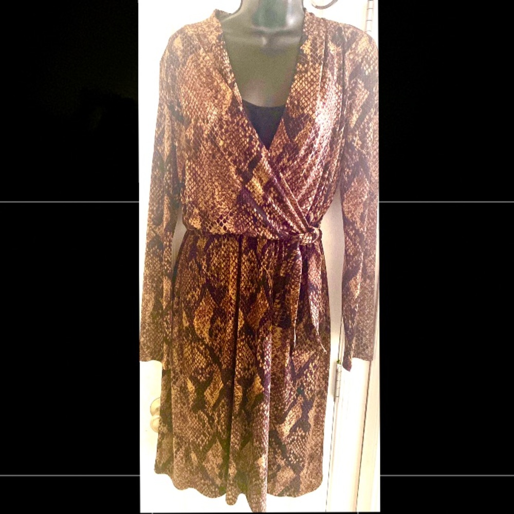 Tahari Snake Skin Wrap Dress